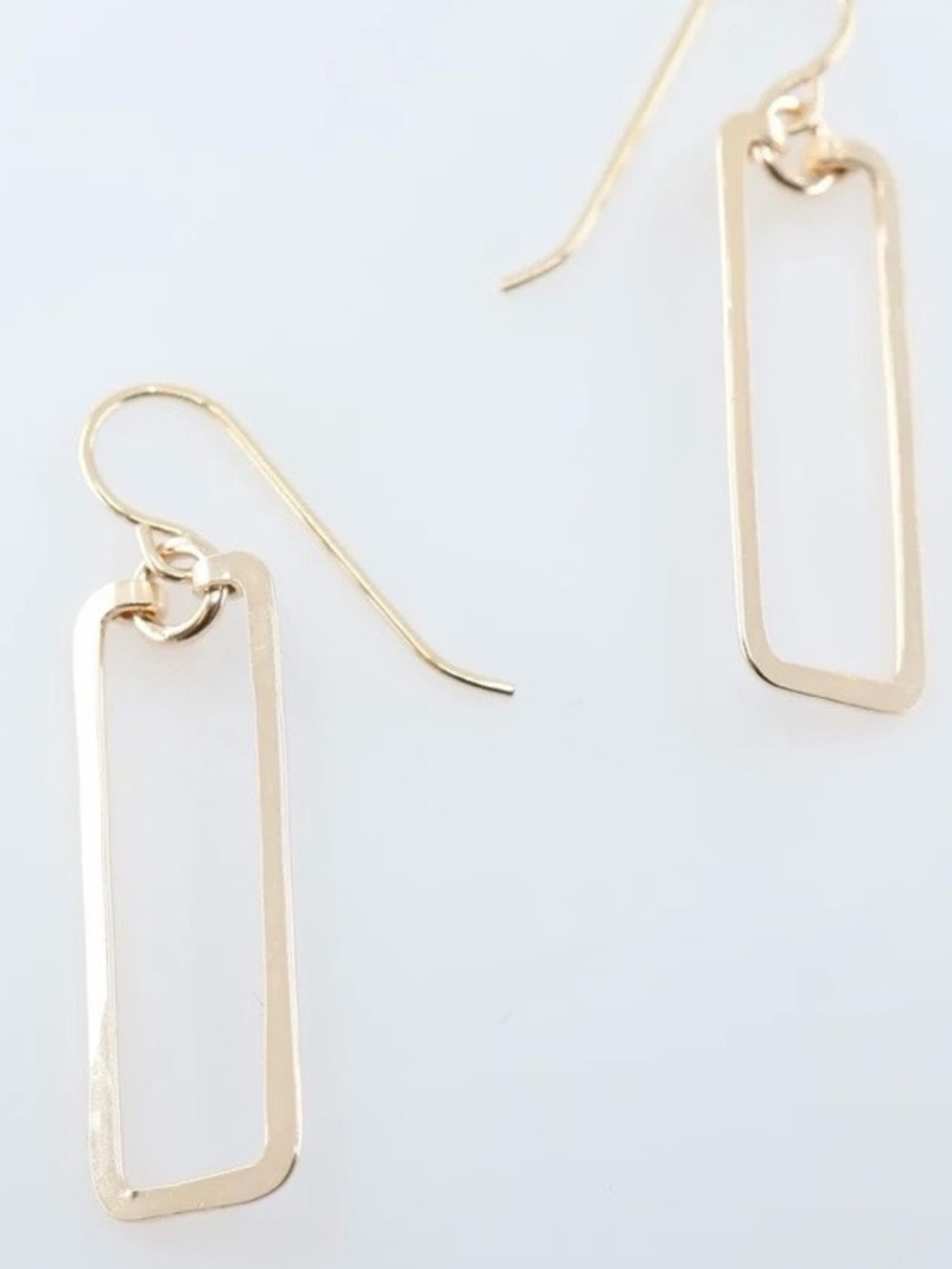 Small Hand Forged Gold Rectangular Earrings